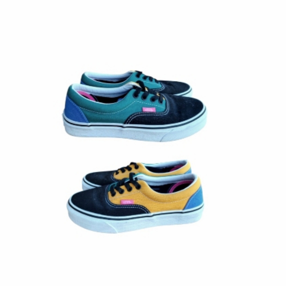 Vans Multi Color Mix MatchBlack Green Yellow Tennis Shoe Sneaker Women 6.5 Wall